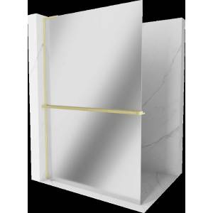 Mexen Kioto+ L душ преграда с рафт Walk-in 120 x 200 см, огледало, златен матиран - 800-120-123-55-50 (800-120-123-55-50)