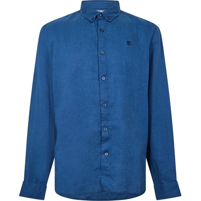Timberland Риза Timberland Men's Mill Brook Linen Leaf Green Long-Sleeve Plain Shirt - Dark Denim