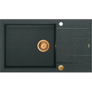 Quadron Unique Evan 136 XL вградена композитна мивка черно-медна 86x50 см (HCQE58650U8_PVDC1_P2O) Мивка за вграждане