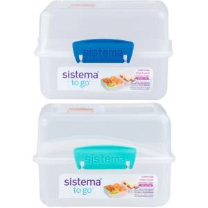 Holmes Products (Europe) Limited Система Разделена кутия за обяд To Go LunchCube с 2 отделения 1.4 л, микс от цветове