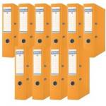 DONAU Premium Wide Folder Pack of 10/DIN A4/7.5 cm/10 Pieces/Orange/Plastic Cover PP/Carton Paper Slot Folder Office Folder File Ring Binder/Green Dot - 3975001PL-12
