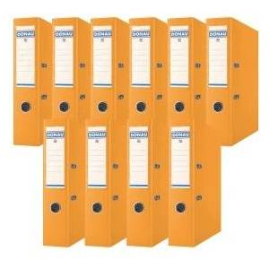 DONAU Premium Wide Folder Pack of 10/DIN A4/7.5 cm/10 Pieces/Orange/Plastic Cover PP/Carton Paper Slot Folder Office Folder File Ring Binder/Green Dot - 3975001PL-12