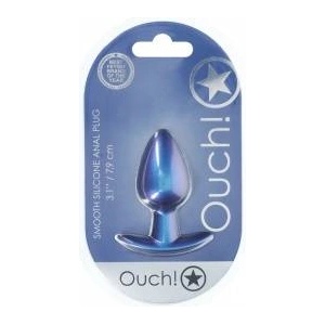 Ouch! Medium Silicone Plug 7.9 cm Metallic Blue - Smooth Design