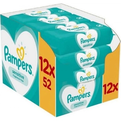 Мокри кърпички Pampers Sensitive, 12 пакета x 52, 624 броя