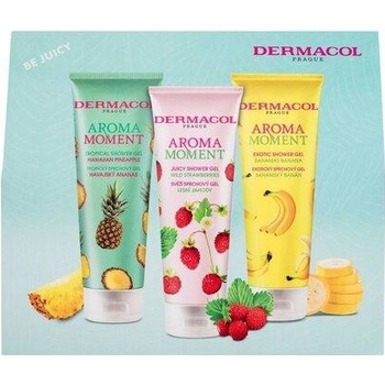 DERMACOL Aroma moment mix dámských sprchových gelů SG Havajský ananas 250 ml, SG Bahamský banán 250 ml, SG Lesní jahody 250 ml