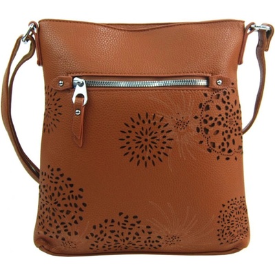 Crossbody dámská kabelka v květovaném designu 5432-BB hnědá
