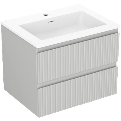 Mexen Rivel шкаф за баня 60 см с мивка Otis, 2 чекмеджета, релефен, сив мат/бял мат - 91A20-06047-2-BFF62-W18M01 (91A20-06047-2-BFF62-W18M01)