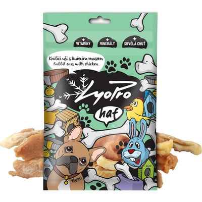 LyoPro Dog Králičie uši s kuracím mäsom 70 g