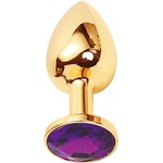 Sensual Метално дилдо Butt Plug "GOLD CRYSTAL PURPLE" 8 см. Размер - М