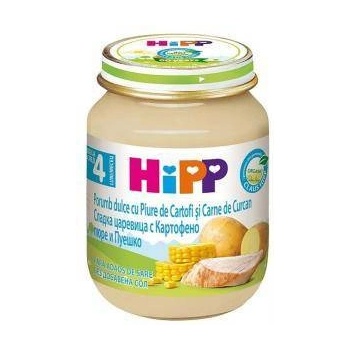 HiPP Био пюре от сладка царевица с картофено пюре и пуешко месо hipp, 4+ месеца, 125гр