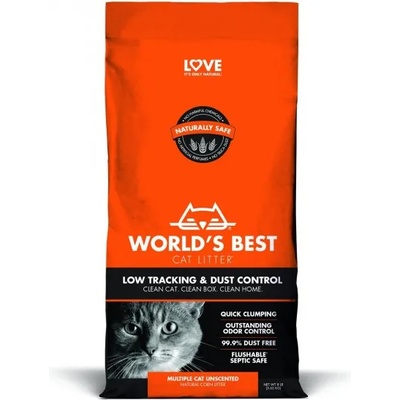 World's Best Cat Litter Worlds Best Cat Litter Low Tracking - Котешка тоалетна, формула за по-малко полепване по лапите, без прах, без миризми, 3.63 кг