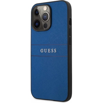 GUESS Saffiano PU Leather Hard Case - дизайнерски кожен кейс за iPhone 13 Pro (син)