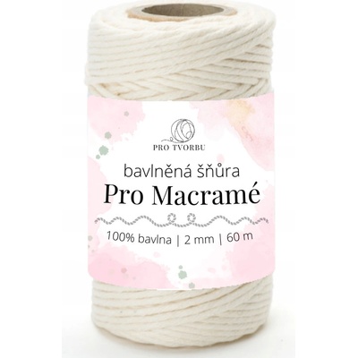 bavlněná šňůra Pro Macramé – STANDARD COTTON 2mm / 50 m - natural