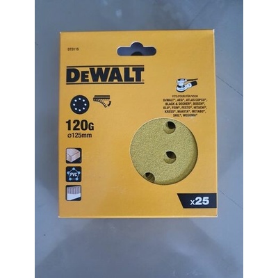 DeWALT DT3115 KOTÚČE BRÚSNE + SUCHÝ ZIPS,125mm K120 25KS