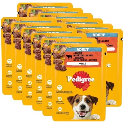 Pedigree Adult s hovězím masem a játry v želé 12 x 100 g
