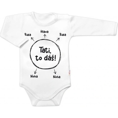 Body dlouhý rukáv s vtipným textem Baby Nellys Tati to dáš! bílé – Hledejceny.cz