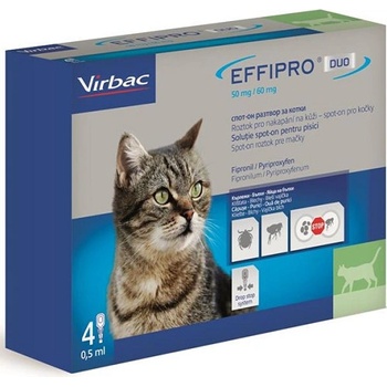 Effipro Duo Cat spot-on pipeta proti kliešťom a blchám pre mačky 4 x 0,5 ml