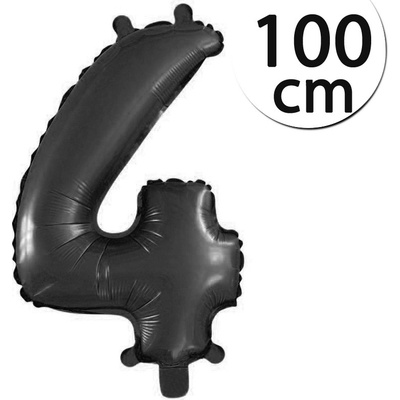 FUN RAG 4Black 215142 heliový balón fóliový číslo 4 černý 100 cm