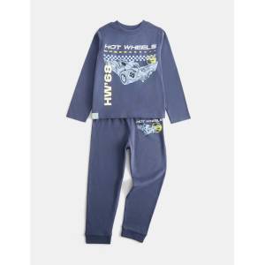 Marks & Spencer Пижама от чист памук с мотив Hot Wheels (1-8 години) Marks & Spencer военноморска синя Marks & Spencer | Sin | Момчешки | 2-3 години