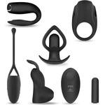 Tardenoche Six-In-One Vibrating Bullet & 6 Silicone Accessories Kit Black