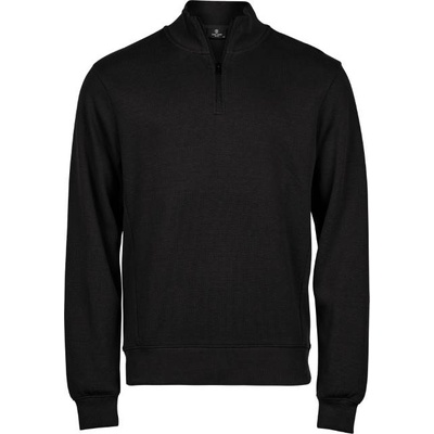 TEE JAYS tj5506 interlock / Мъжки суитшърт с 1/4 цип и оребрен дизайн - черен m (18550600202)