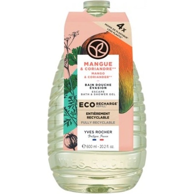 Yves Rocher BAIN NATURE Пълнител за душ гел Манго и кориандър 600 мл