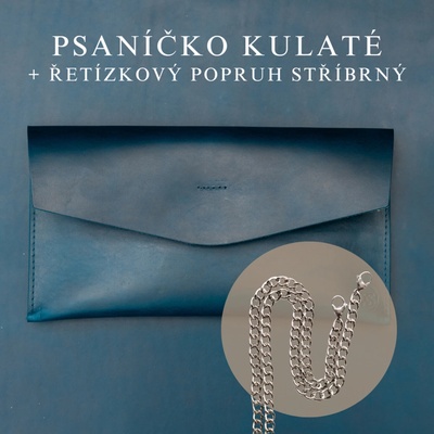 Wood Style Psaníčko Kulaté Modré Řetízkový stříbrný