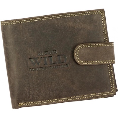 WILD pánska peňaženka z brúsenej kože RFID v krabičke hnědá