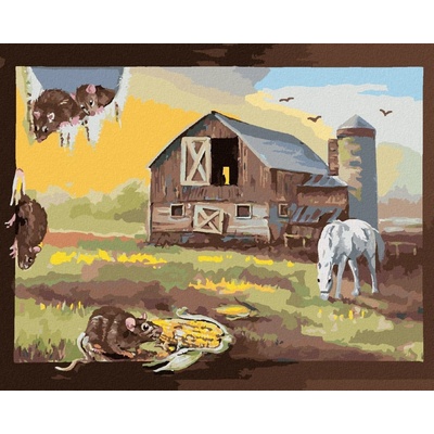 zuty Malování Podle Čísel Krysa V Obrazu Farmy A Koně D. Rusty Rust 40 x 50 Cm Plátno Rám
