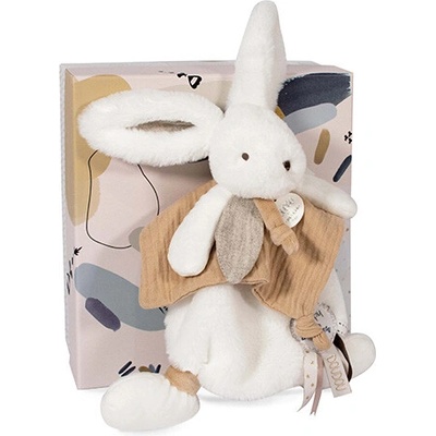 Doudou Dárková sada - Plyšový králíček s muchláčkem 25 cm béžová