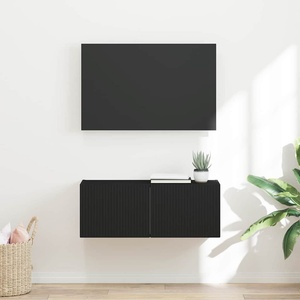 vidaXL TV стенен шкаф 78, 5 x 30 x 29, 5 cm Черно Инженерна дървесина (892211)