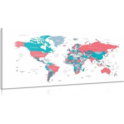 Obraz mapa světa s pastelovým nádechem - 80x40
