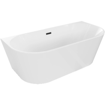 Mexen Oval свободностояща до стената вана 160 x 80 см, бяла, преливник черен - 52671608000-70 (52671608000-70)