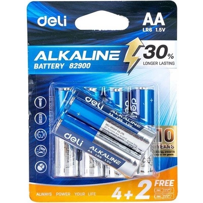Deli Office Комплект алкални батерии Deli AA LR6 4, 6бр (E82900)