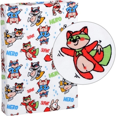 Bellatex Prostěradlo jersey s elastanem Superhrdina liška mýval kočka 90x200