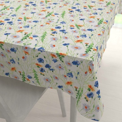 Biante bavlna obdélníkový ubrus Sandra SA-601 Kopretiny a zvonky na bílém 140x180 cm