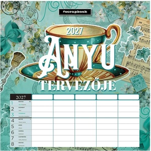Lizzycalendar Стенен календар LIZZYCALENDAR 300x600 мм, вертикален, дизайн на Anyu, в стил „скрапбук, 2027 г (7540227011)