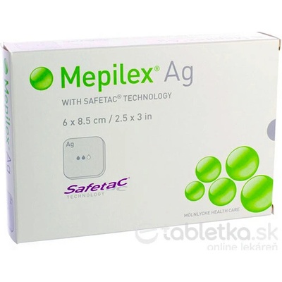 Mepilex Ag silikónový bakteriostatický obväz 6x8, 5 cm 5 ks