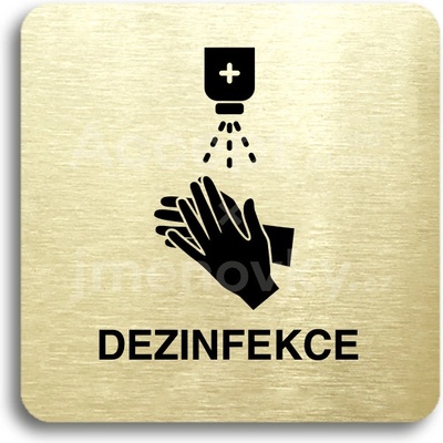 ACCEPT Piktogram dezinfekce - zlatá tabulka - černý tisk bez rámečku