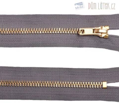 Zips džínsový šedý, 18 cm
