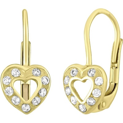 Swarovski zirconia zlaté srdíčka SILVEGOG70312sw