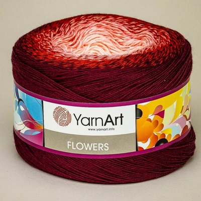 Pletací / háčkovací příze YarnArt FLOWERS 269 vínovo-červeno-růžová, melírovaná (duhová), fantasy, 250g/1000m