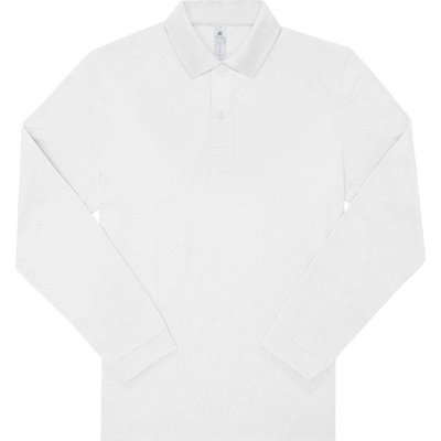 B&C My Polo 180 LSL Piqué polo tričko s dlhým rukávom biele