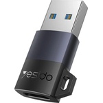 Yesido OTG адаптер - Yesido GS34 - USB3.0 мъжки → Type-C женски, 18W, алуминий - Сив