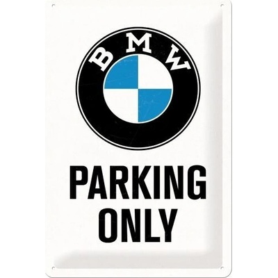 Plechová ceduľa BMW - Parking Only White, 30 x 20 cm