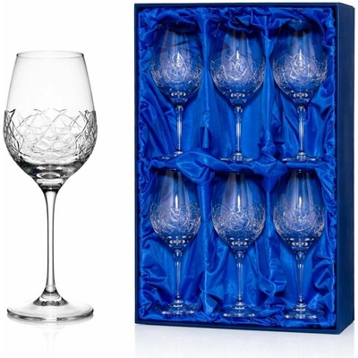 Bohemia Crystal sada 6 broušených sklenic na červené víno brus Graffiti 450 ml