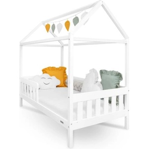 New Baby Детско легло къщичка с парапет и подматрачна рамка New Baby CASTELLO 160x80 см бяло (57903)