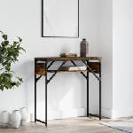 vidaXL Конзолна маса с рафт, опушен дъб, 75x30x75 см, инженерно дърво (837799)