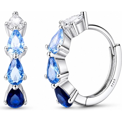 GRACE Silver Jewellery Stříbrné kruhové náušnice s modrými zirkonystříbro 925/1000 E-KTE394/435 Modrá
