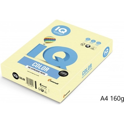 Papír IQ Color A4 160g YE23 pastelová světle žlutá 250listů